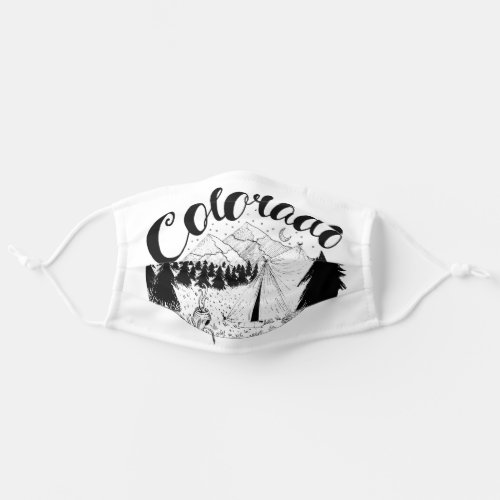 Colorado Mountain Travel Ink Drawing Adult Cloth Face Mask