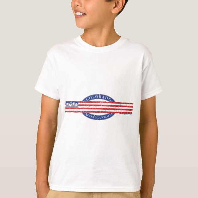 Colorado Mountain USA Flag T-Shirt (Front)
