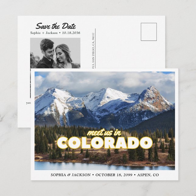 Colorado Mountain Wedding Save the Date Postcard (Front/Back)