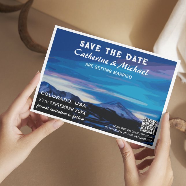 Colorado Mountain Wedding Travel QR Code  Save The Date (Creator Uploaded)