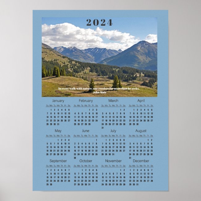 Colorado Mountains Design 2024 Calendar Poster
