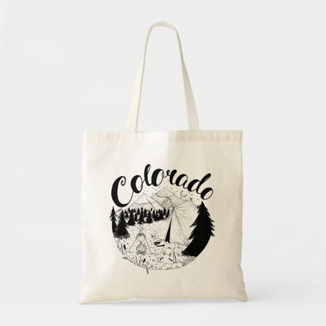 Colorado Mountains Ink Drawing Tote Bag (Front)