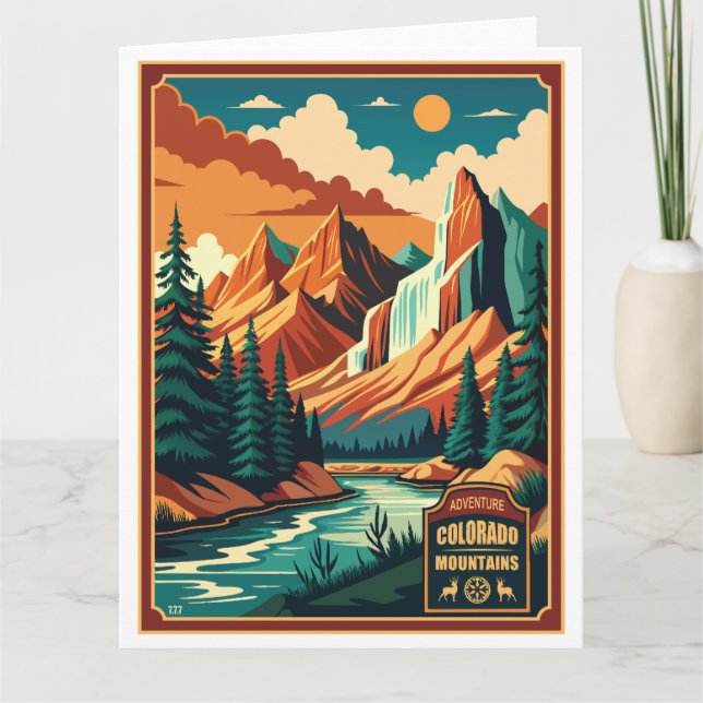 Colorado Mountains Retro Colors Card (Front)