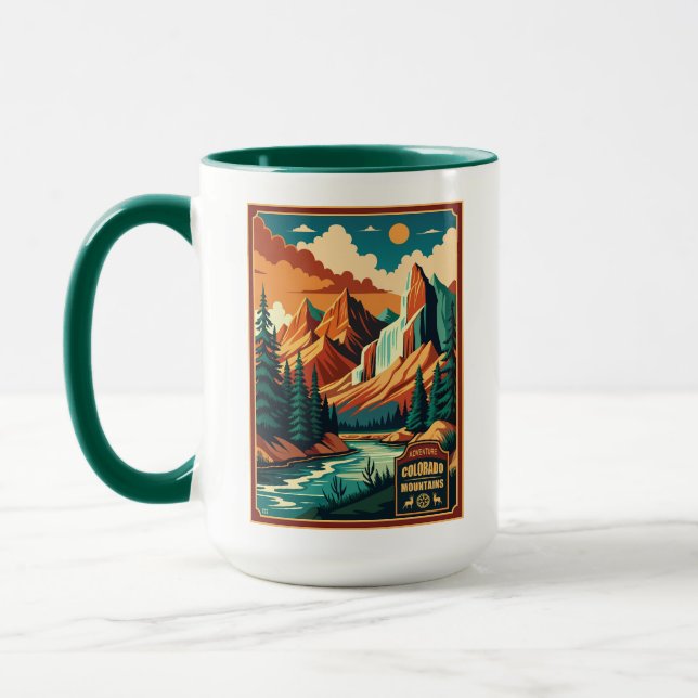 Colorado Mountains Retro Colors Mug (Left)
