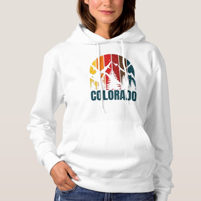 Colorado Mountains Retro Vintage  Hoodie (Front)