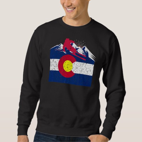 Colorado Mountains Skiing Cool Winter Sport Sweatshirt