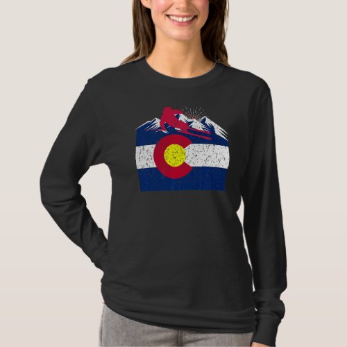 Colorado Mountains Skiing Cool Winter Sport T_Shirt