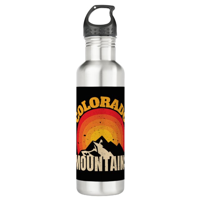 Colorado Mountains Stainless Steel Water Bottle (Front)