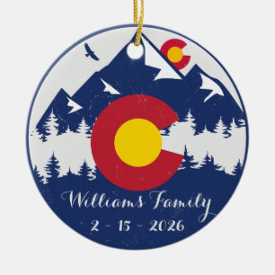 Colorado Mountains Vintage Co Flag Souvenirs Ceramic Ornament