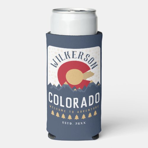 Colorado Mountains Vintage Co Flag Souvenirs Seltzer Can Cooler