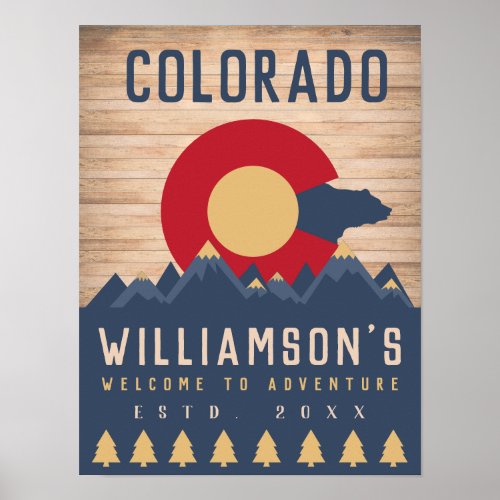 Colorado Mountains Vintage Co Flag Wooden Poster