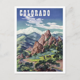 Colorado mountains, vintage travel postcard