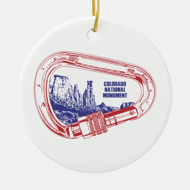 Colorado National Monument Climbing Carabiner Ceramic Ornament (Front)