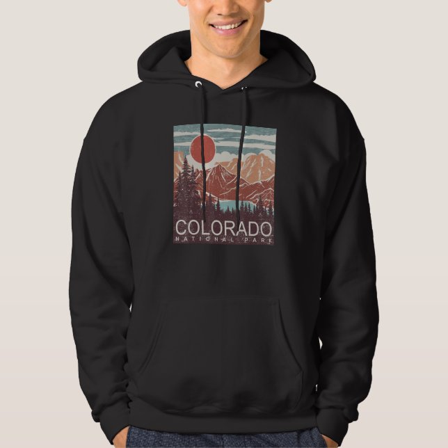 Colorado National Park Retro Mountains Nature Hiki Hoodie (Front)