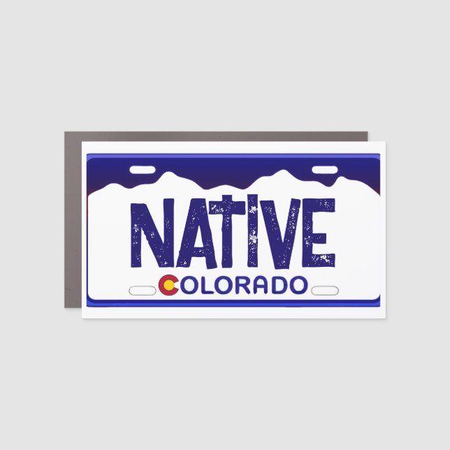 Colorado Native blue license plate car magnet (Front)
