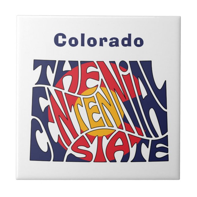 Colorado Nickname Word Art Ceramic Tile (Front)