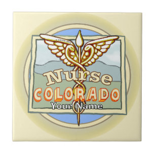 Colorado Nurse Caduceus Ceramic Tile