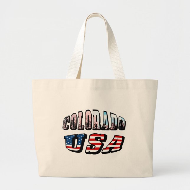 Colorado Picture and USA Text Large Tote Bag (Front)