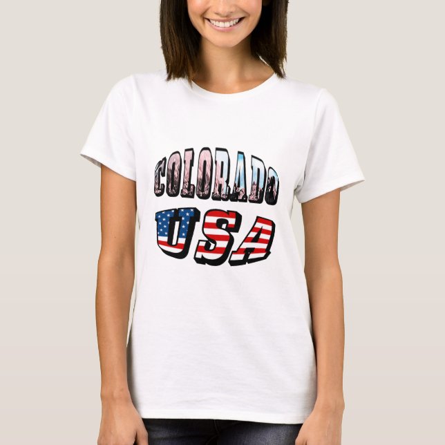 Colorado Picture and USA Text T-Shirt (Front)