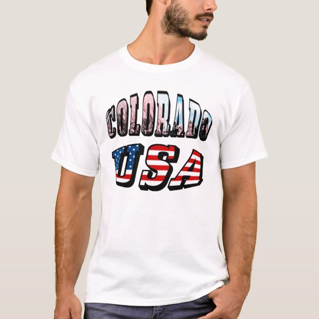 Colorado Picture and USA Text T-Shirt (Front)