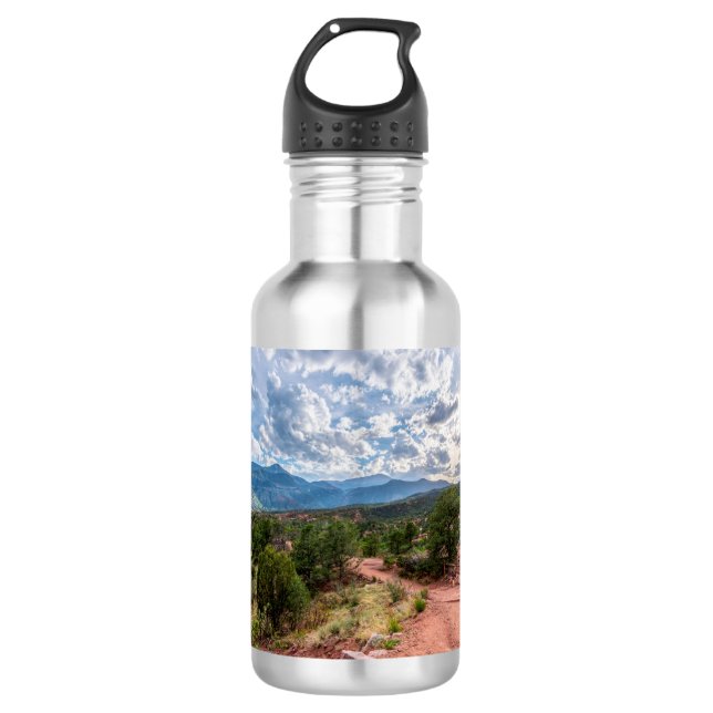 Colorado Pikes Peak Evening Hike Stainless Steel Water Bottle (Front)