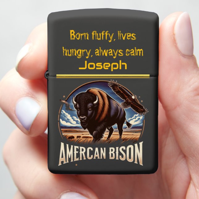 Colorado Plains Bison Flame Zippo Lighter (In Hand)