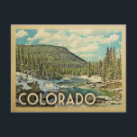 Colorado Postcard Vintage Snowy Winter Nature<br><div class="desc">Colorado snowy winter scene featuring a river flowing through the mountains and a blue sky with puffy clouds. A lovely nature outdoors image for campers,  hikers and adventure seekers.</div>