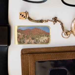 Colorado Red Rocks Landscape Gold Finish Money Clip