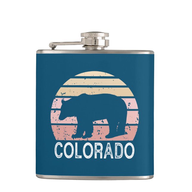 Colorado Retro Bear Flask (Front)