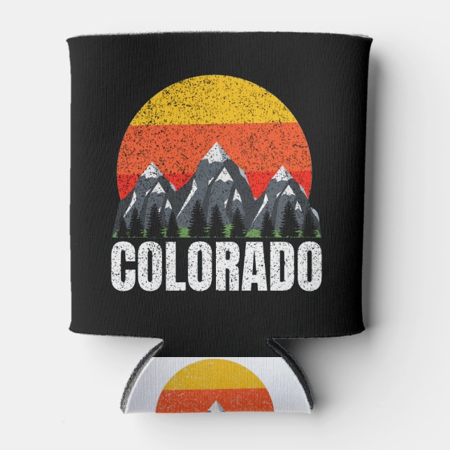 Colorado Retro Sunset Can Cooler (Front)