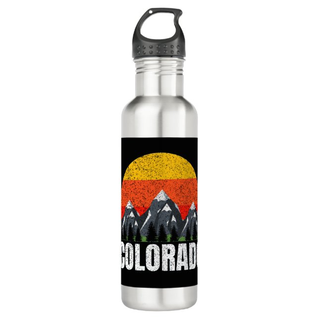 Colorado Retro Sunset Stainless Steel Water Bottle (Front)