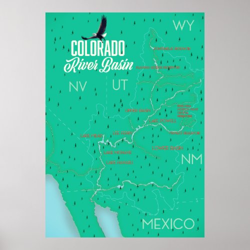 Colorado River Basin vintage map Poster