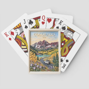Colorado Road Trip Vintage Rocky Mountain Travel Poker Cards
