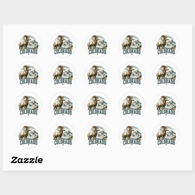 Colorado, Rocky Mountain bighorn sheep, Classic Round Sticker (Sheet)