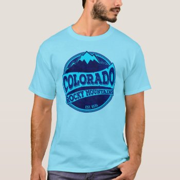 Colorado Rocky Mountain Blue Teal Ink Tshirt by ColoradoCreativity at Zazzle