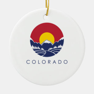 Colorado Rocky Mountain State Flag Ceramic Ornament