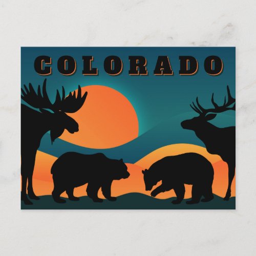 Colorado Rocky Mountain Sunset and Wildlife Postcard