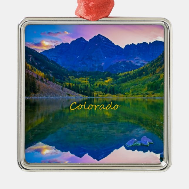 Colorado Rocky Mountains and Lake Metal Ornament (Front)