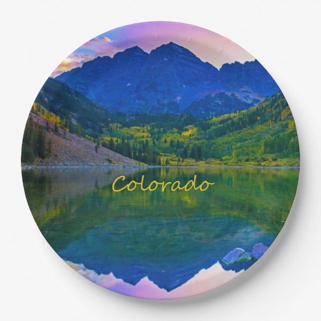 Colorado Rocky Mountains and Lake Paper Plates (Front)