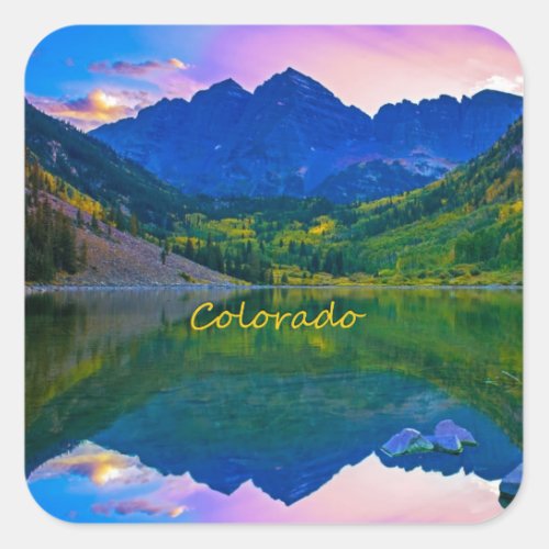 Colorado Rocky Mountains and Lake Square Sticker