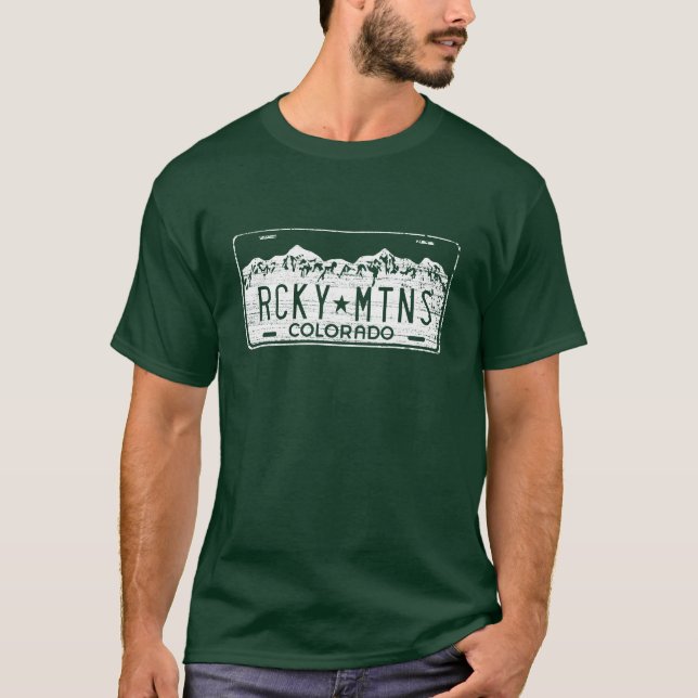 Colorado Rocky Mountains License Plate T-Shirt (Front)
