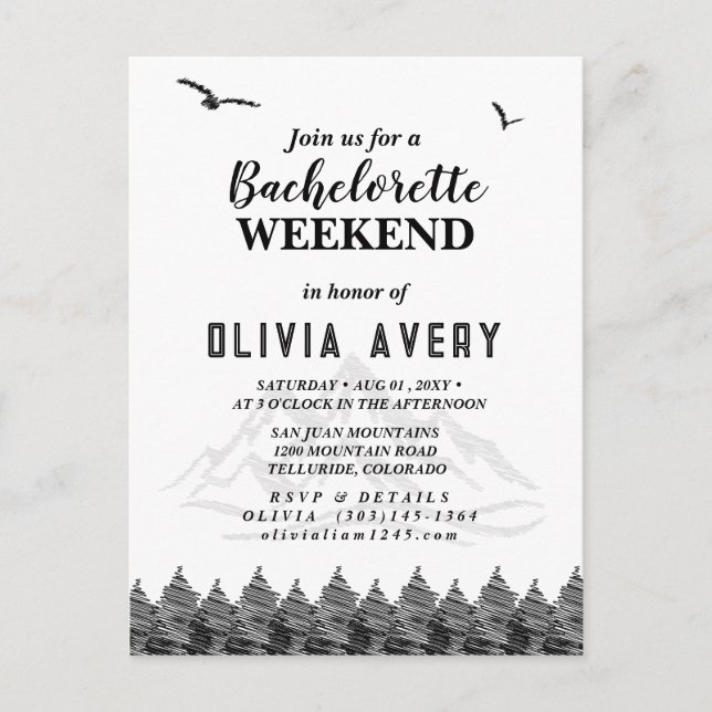 Colorado Rocky Mountains Minimalist Bachelorette Postcard (Front)