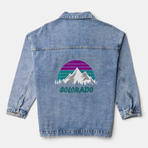 Colorado Rocky Mountains Retro Vintage Sunset  1  Denim Jacket