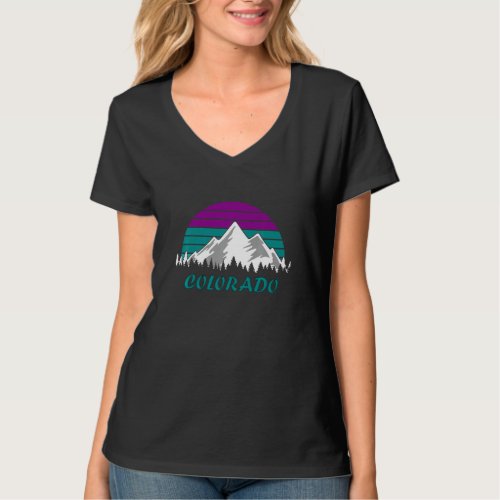Colorado Rocky Mountains Retro Vintage Sunset  1  T_Shirt