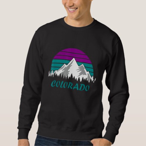 Colorado Rocky Mountains Retro Vintage Sunset Sweatshirt