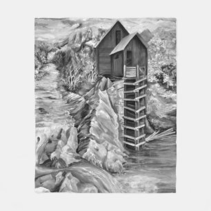 Colorado Rocky Mountains River Crystal Mill Fleece Blanket