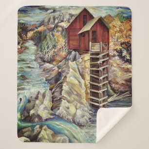 Colorado Rocky Mountains River Crystal Mill Sherpa Blanket