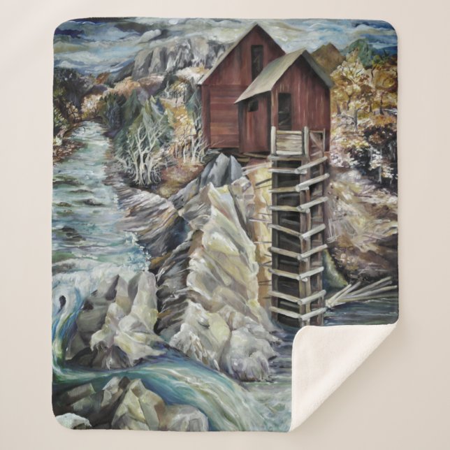 Colorado Rocky Mountains River Crystal Mill Sherpa Blanket (Front)