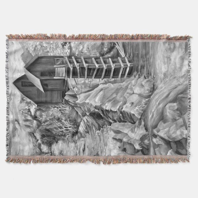 Colorado Rocky Mountains River Crystal Mill Throw Blanket (Front)