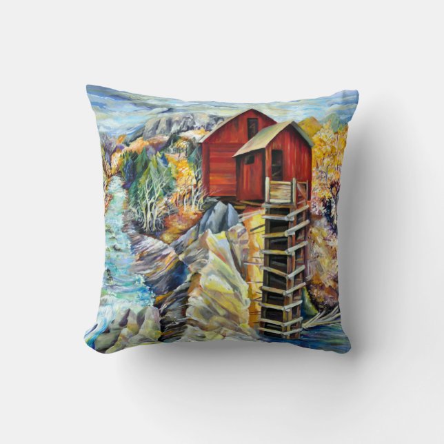 Colorado Rocky Mountains River Crystal Mill Throw Pillow (Front)